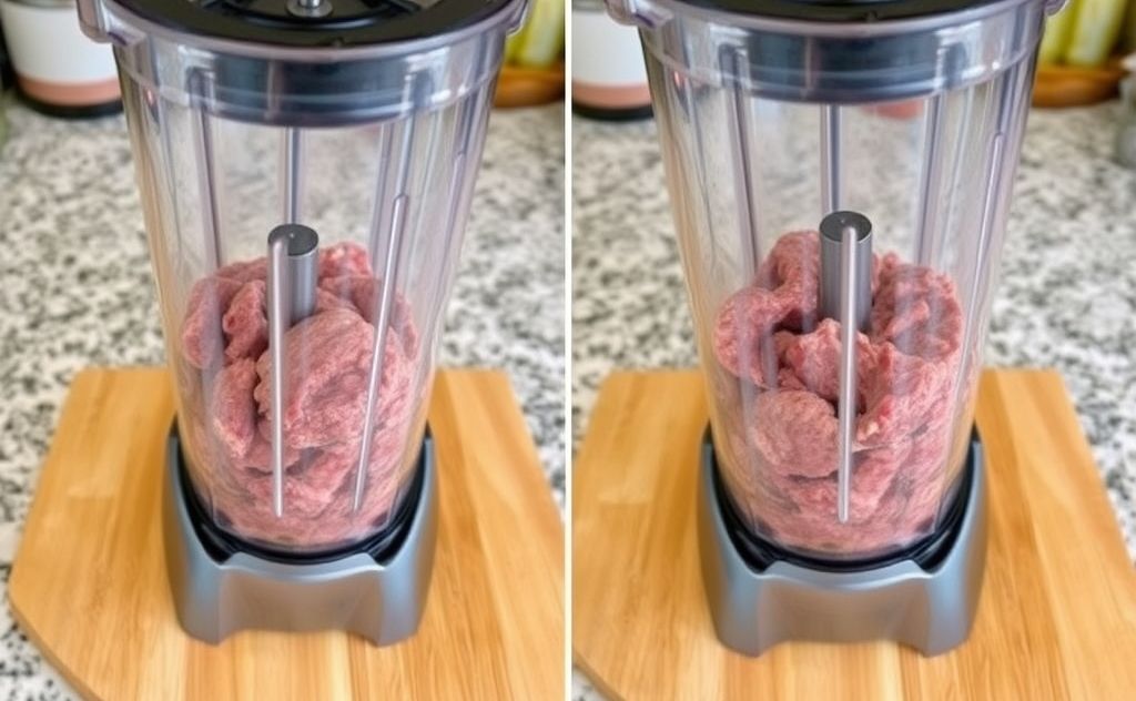 Meat grinding process using Vitamix blender