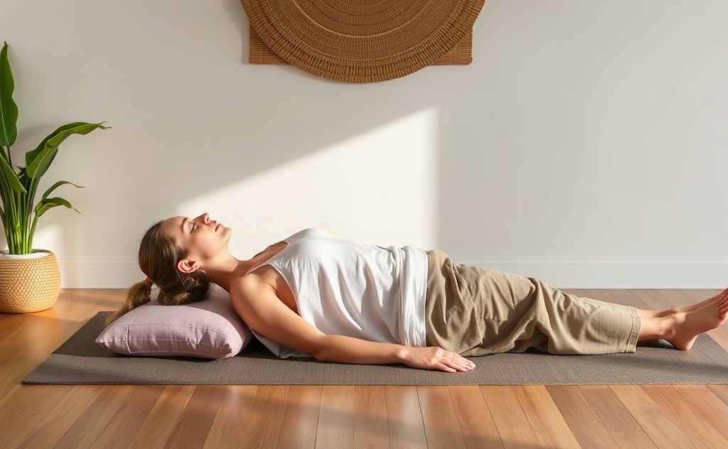 Meditation lying down promotes deep relaxation