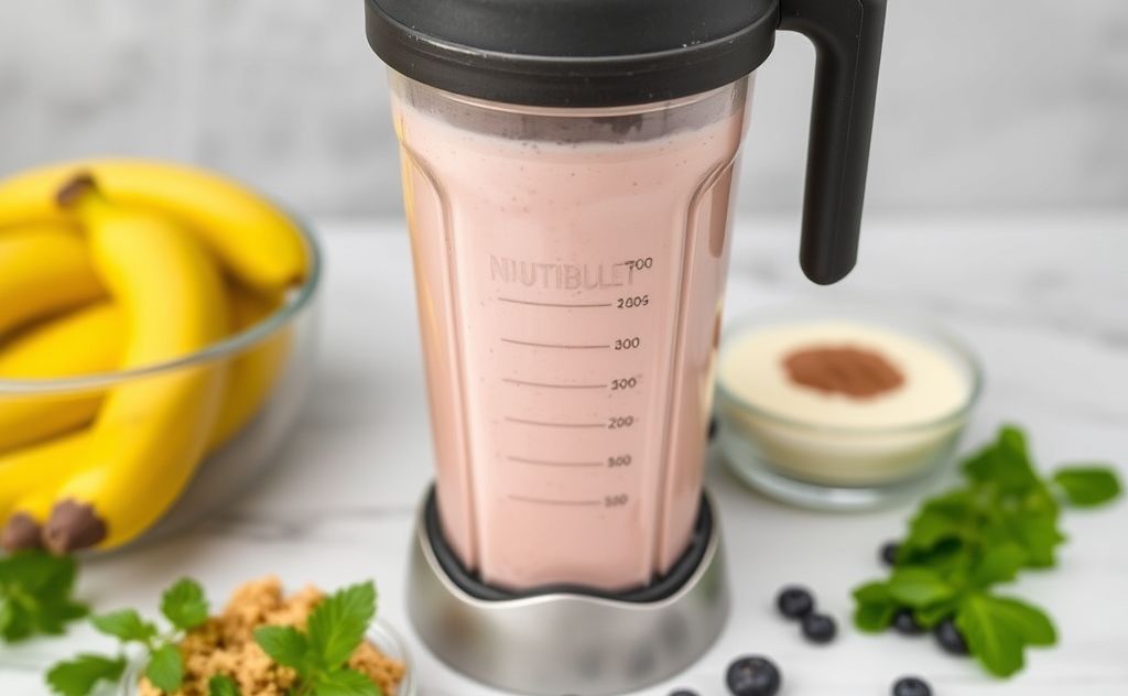 Milkshake blended in a Nutribullet with fresh ingredients