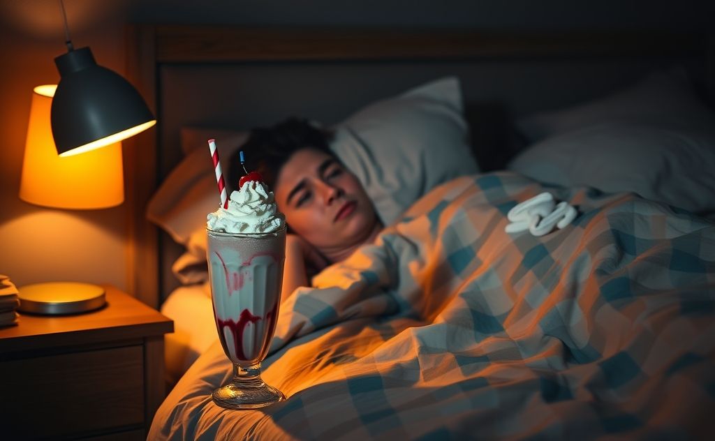 Milkshake consumption impacts sleep quality.