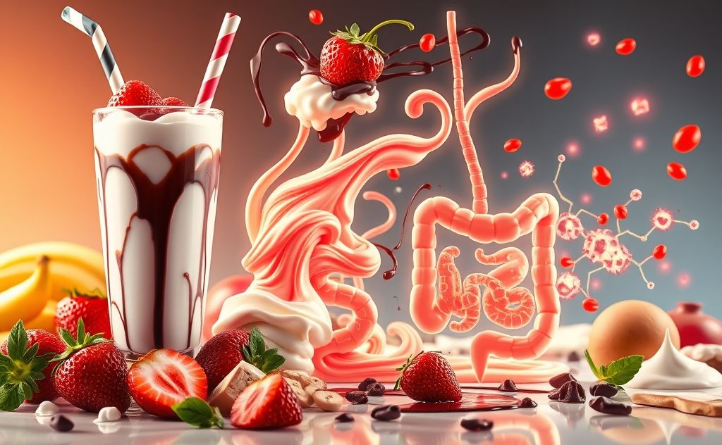 Milkshake digestion process with vibrant ingredients