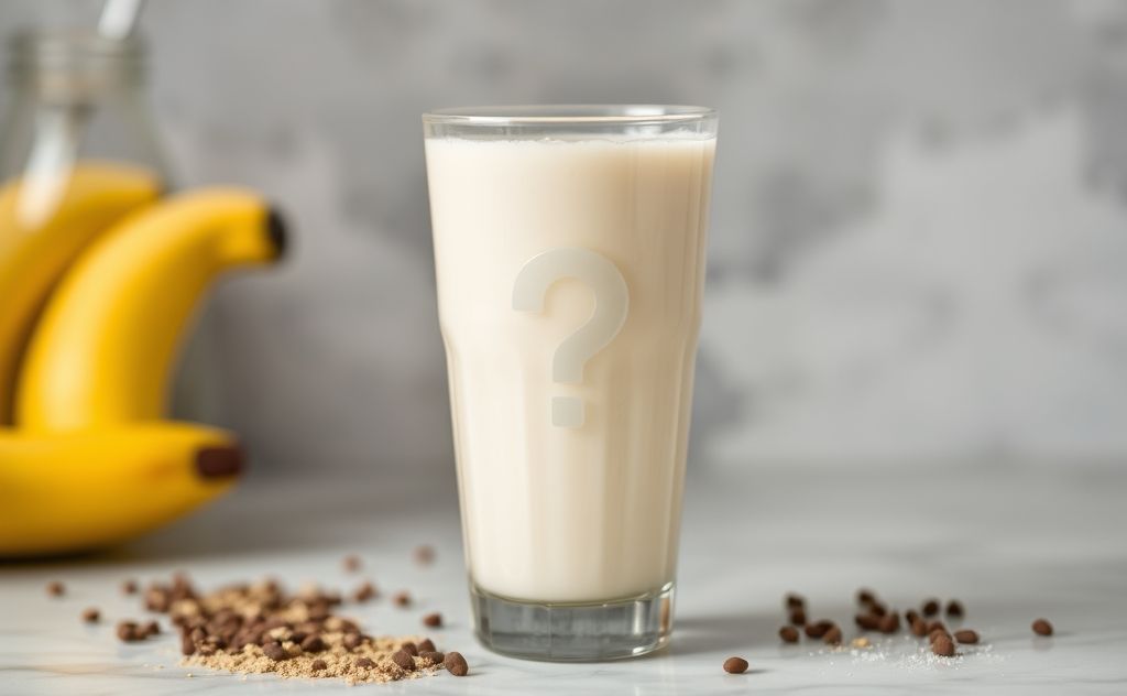 Milkshake in a glass with a question mark