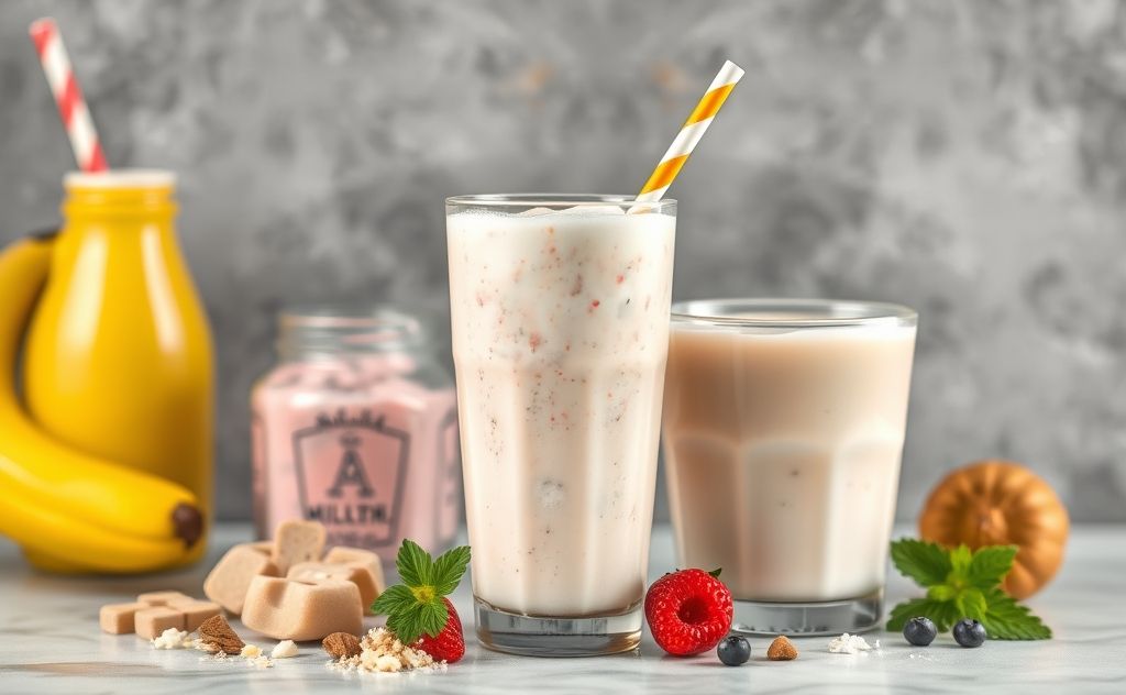 Milkshake ingredients and soft drink contrast