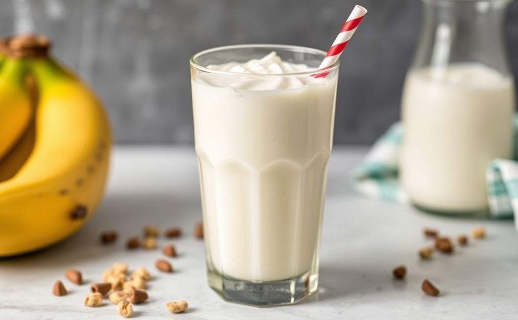 Milkshake made with heavy whipping cream in a glass