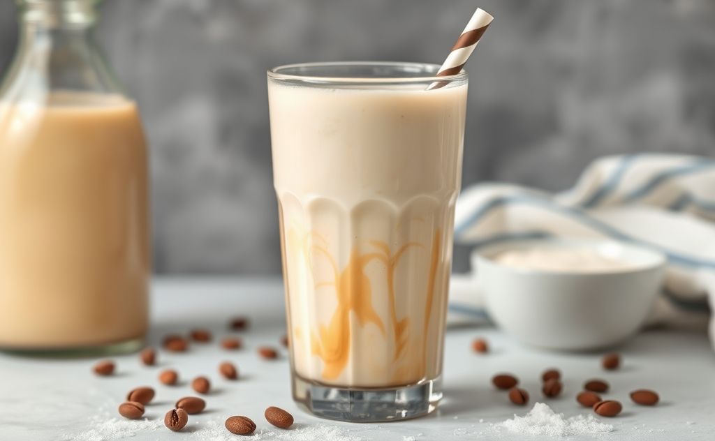 Milkshake with coffee creamer in a glass