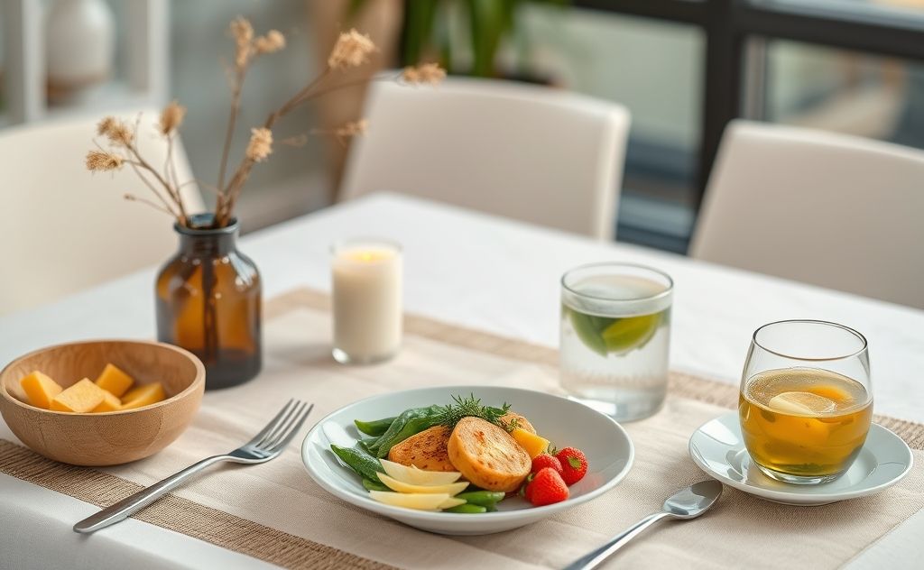 Mindful eating with a serene table setting