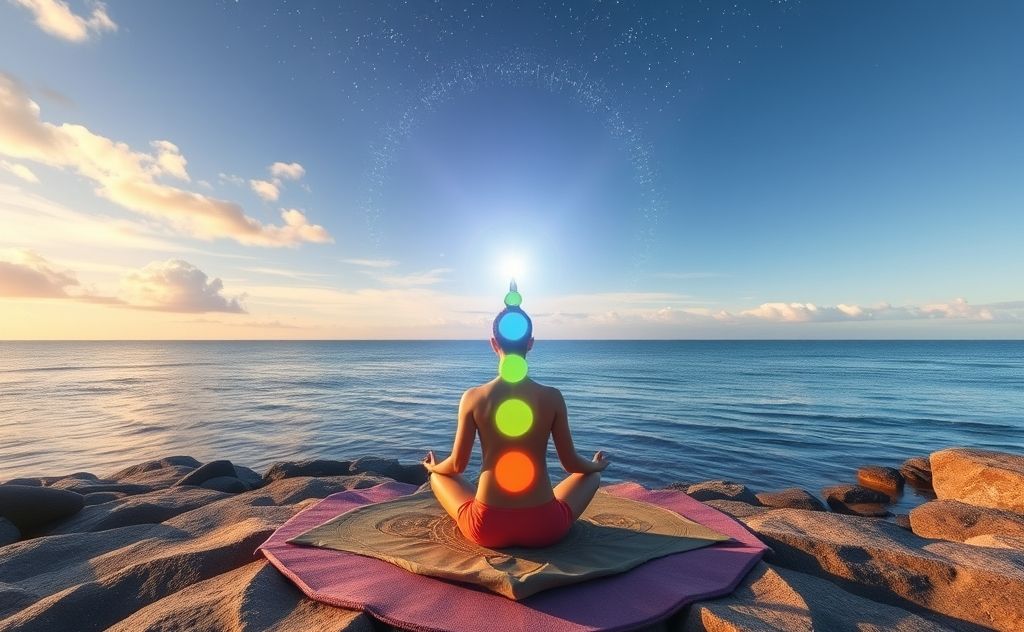 Mindfulness journey with chakra energy flow