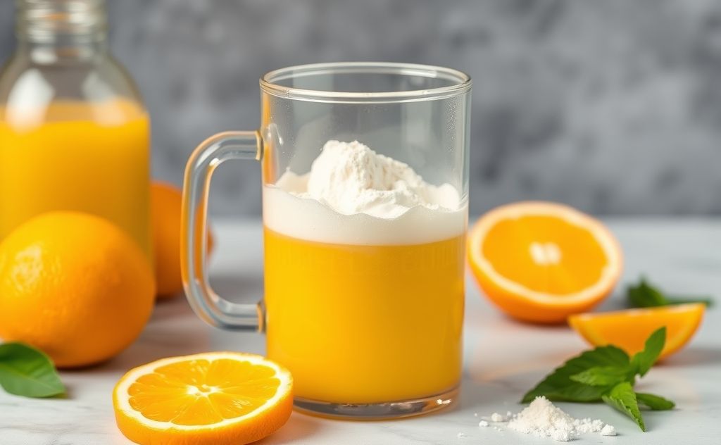 Mix protein powder with orange juice well