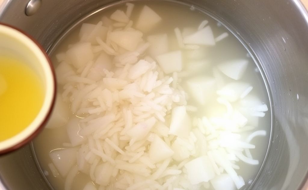 Mix rice water with onion juice thoroughly