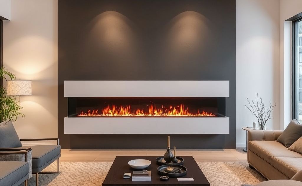 Modern electric fireplace wall design ideas
