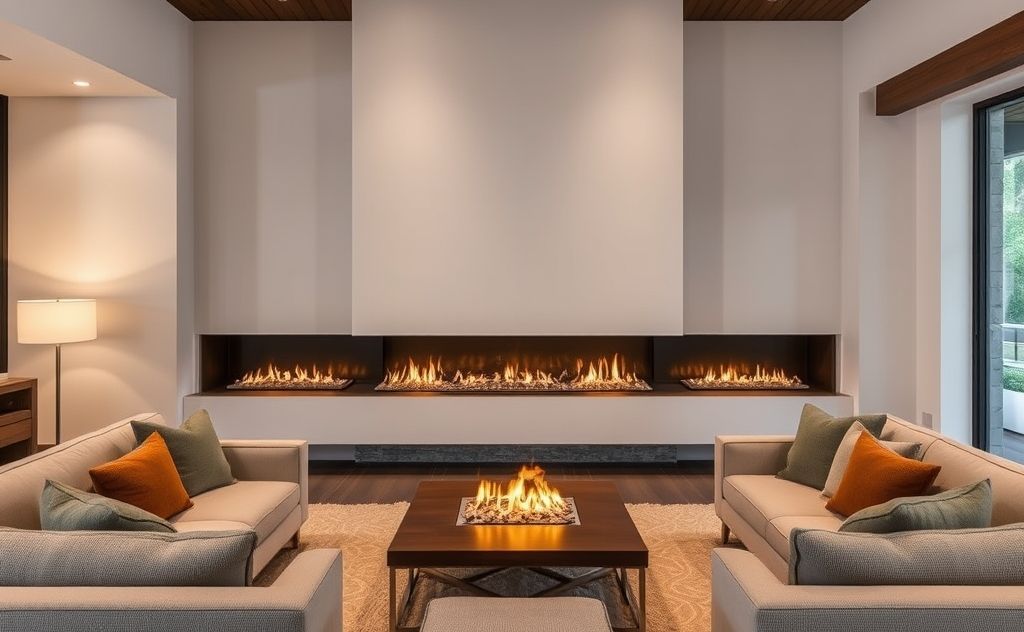 Modern gas fireplace designs for cozy spaces.