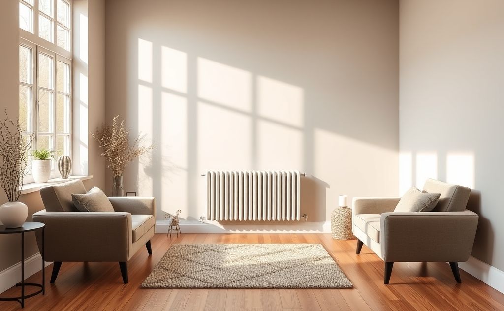 Modern radiator upgrade in a cozy home setting