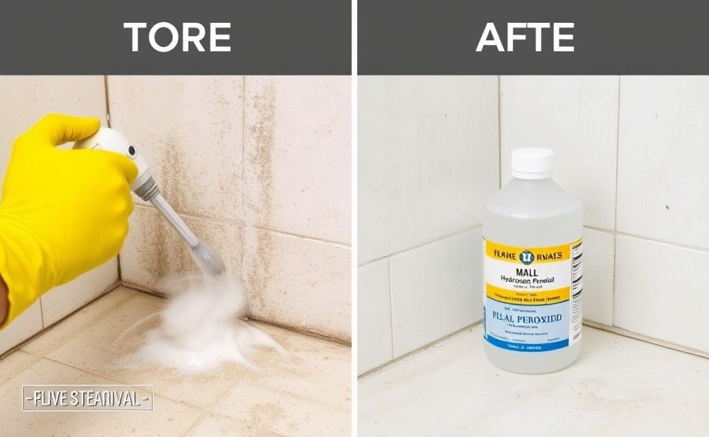 Mold removal process for shower grout hydrogen peroxide