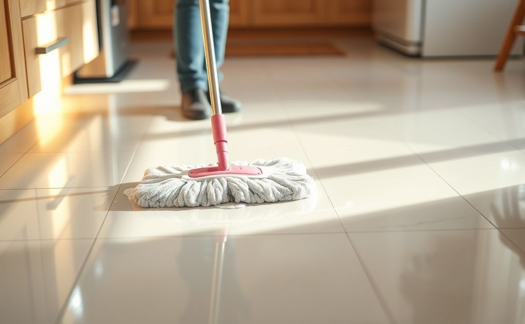 Mop floor with laundry detergent and clean shine.