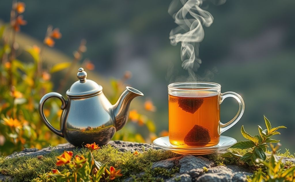 Moses brewing tea with nature's colors