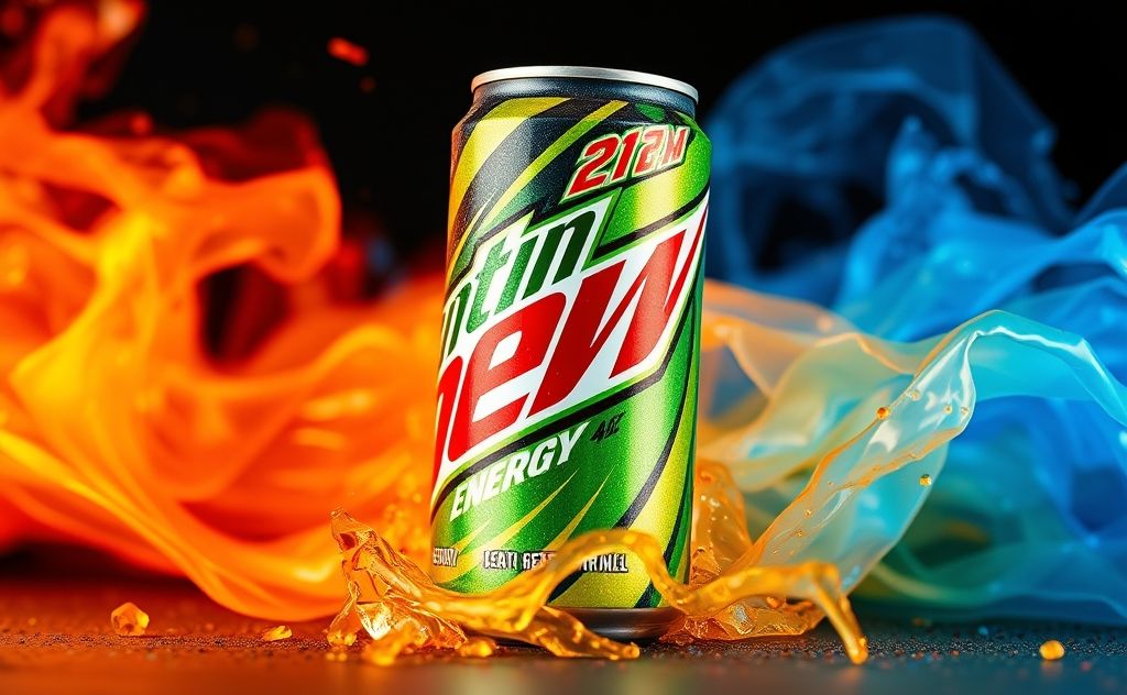 Mountain Dew Energy drink with vibrant colors
