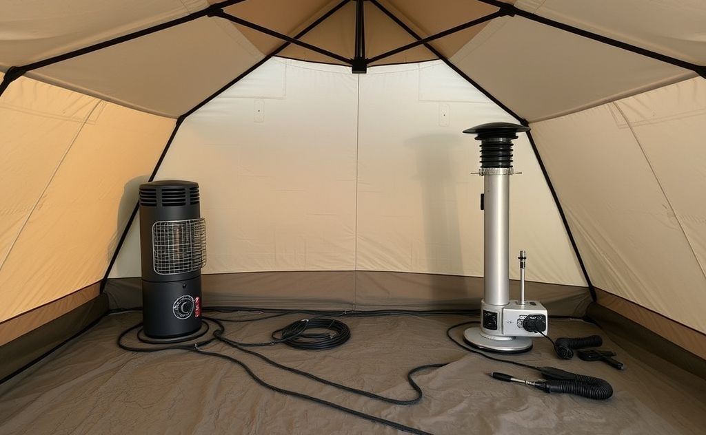 Mr Heaters in tent with proper ventilation setup