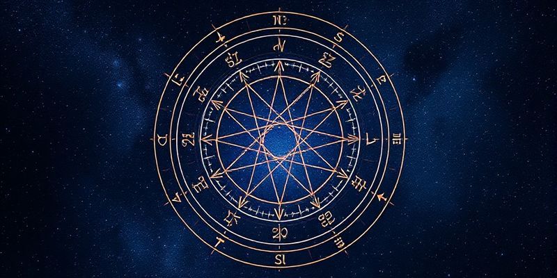 Aşk yıldız haritasını gösteren mistik bir sembol