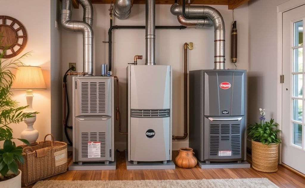 Natural gas furnace types in a cozy home setting