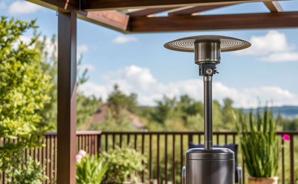Natural gas heater in a serene outdoor setting