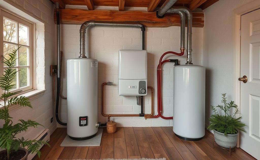 Natural gas heating water in a cozy home setting