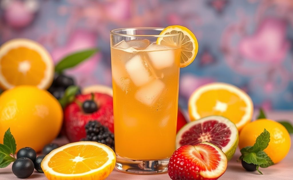 Nectar juice in a vibrant fruit setting