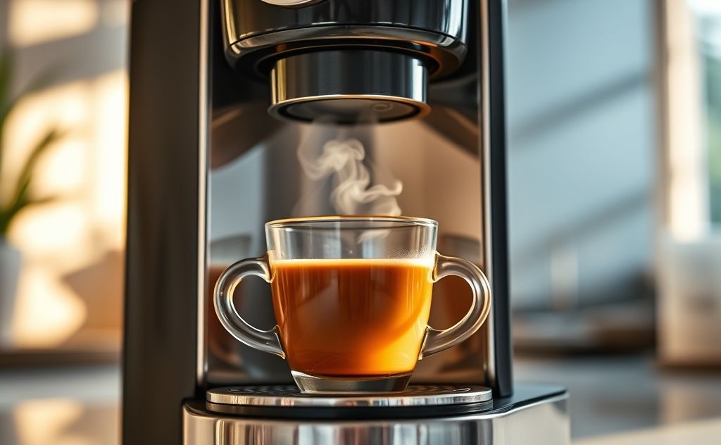 Nespresso machine brewing a cup of tea