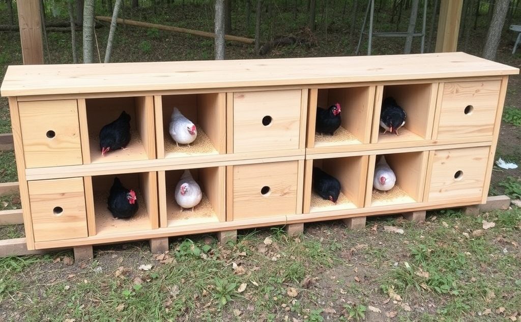 Nesting boxes for twelve chickens needed