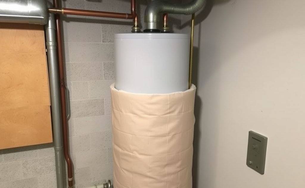 New water heater with insulation blanket installed