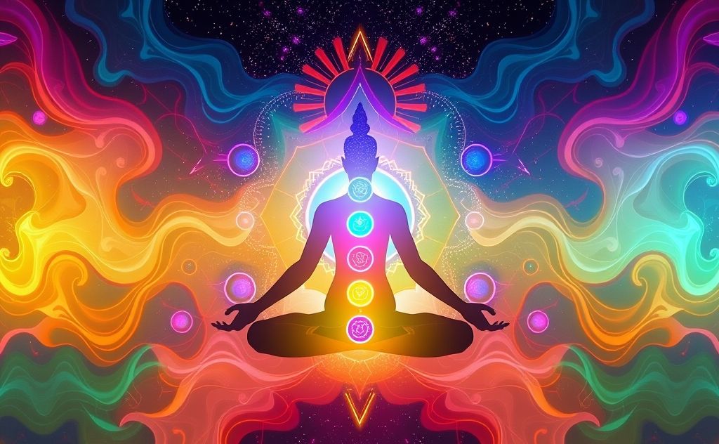 Nine vibrant chakras aligned in harmony