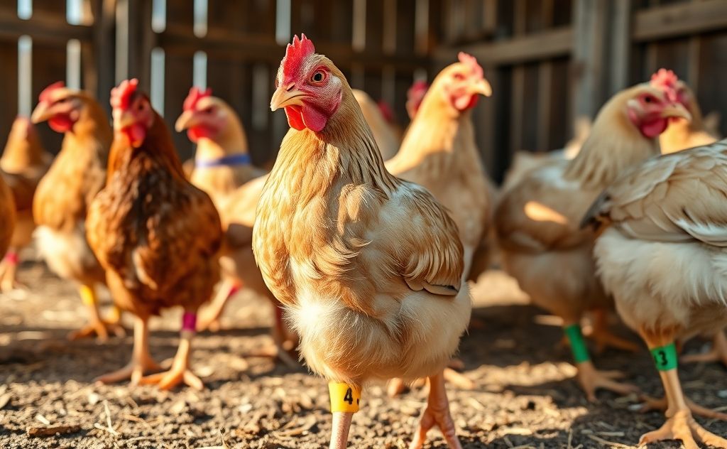 Numbered leg bands for identifying chickens