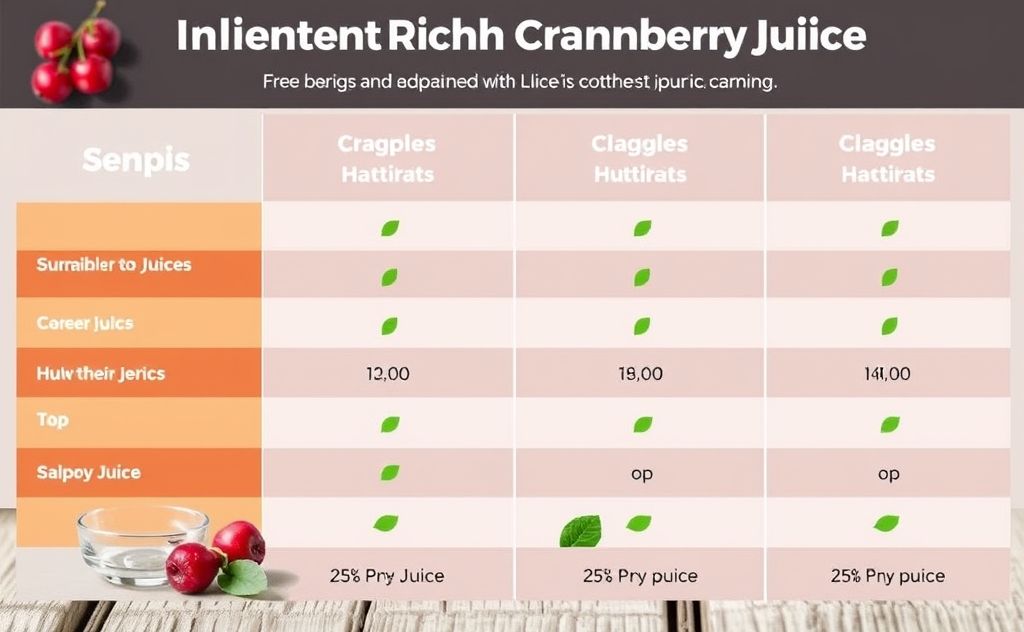Nutrient-rich cranberry juice comparison chart