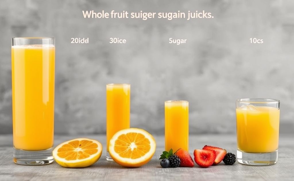Nutrition comparison whole fruit juice sugar intake