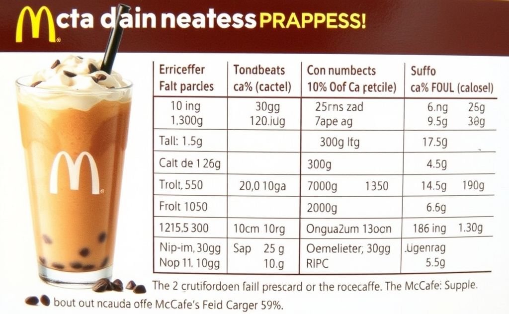 Nutritional details of McCafe frappe drink