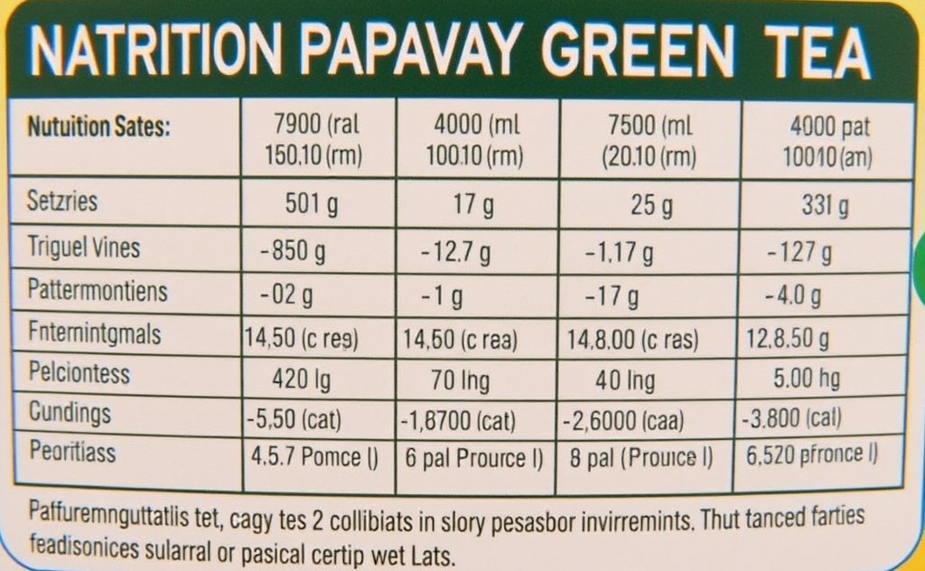 Nutritional details of Passion Papaya Green Tea