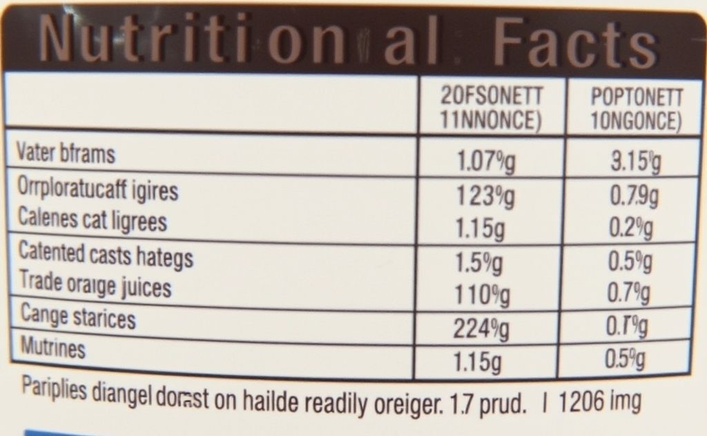 Nutritional facts of concentrated orange juice