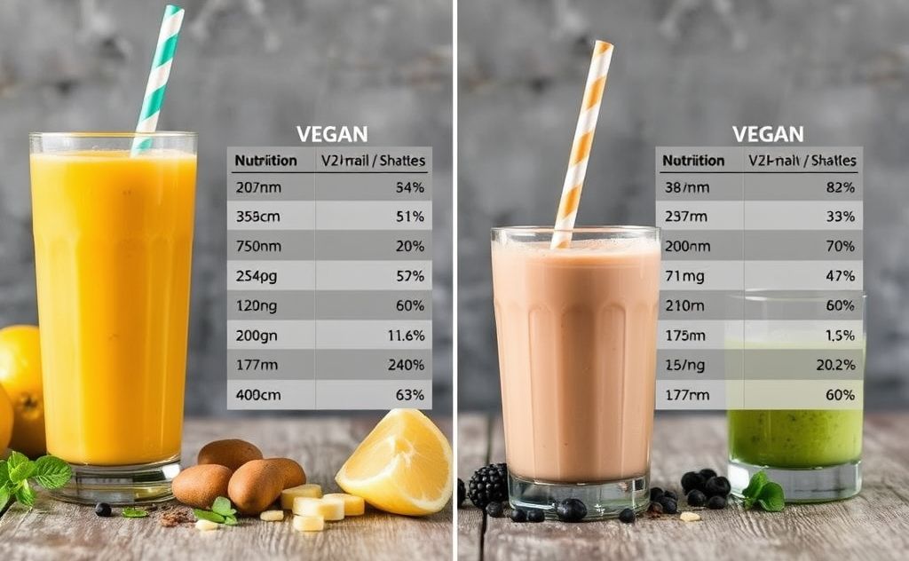 Nutritional facts of vegan and non-vegan shakes