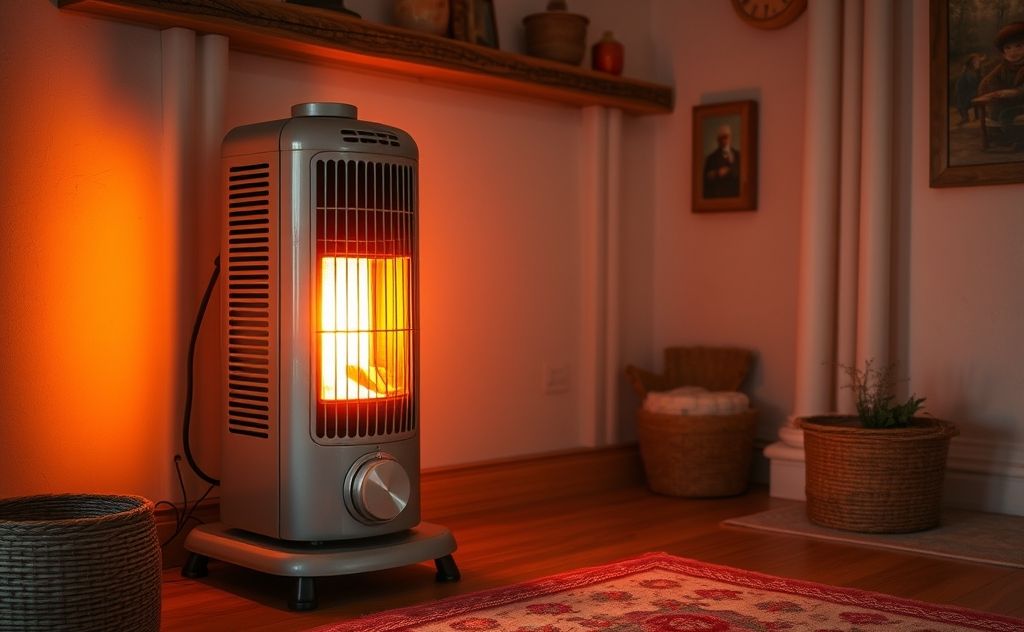 Oil heater with a warm glow in a cozy room