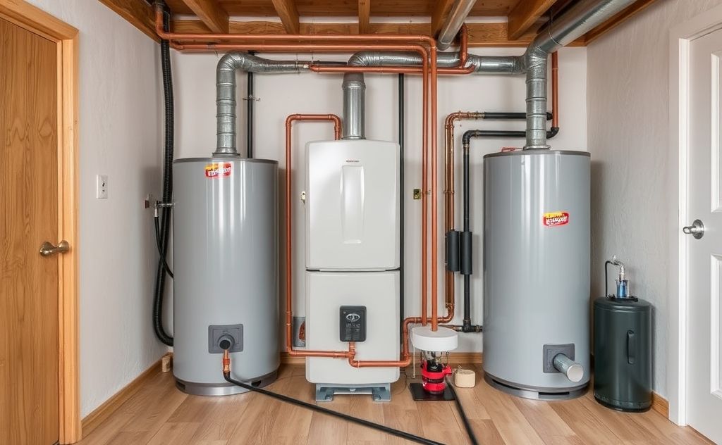 Oil heating system components in a house