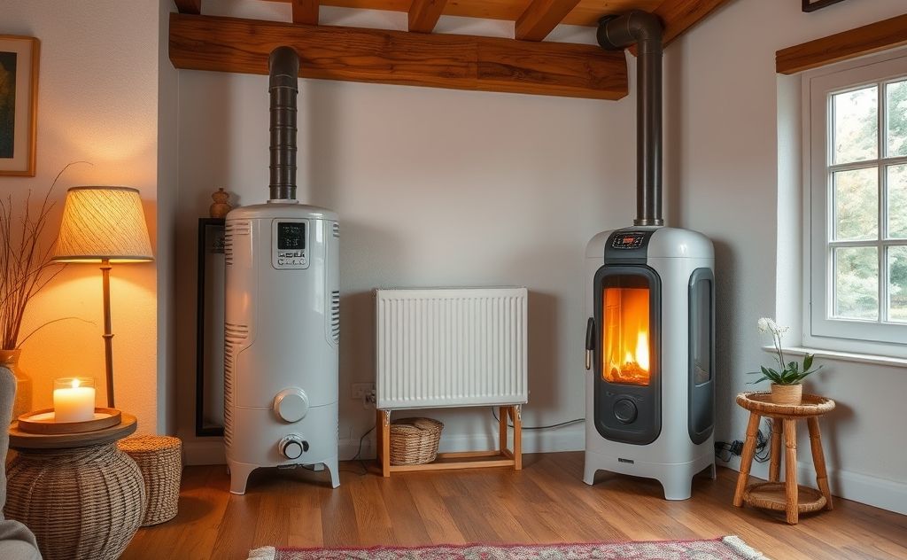Oil heating system in a cozy home interior