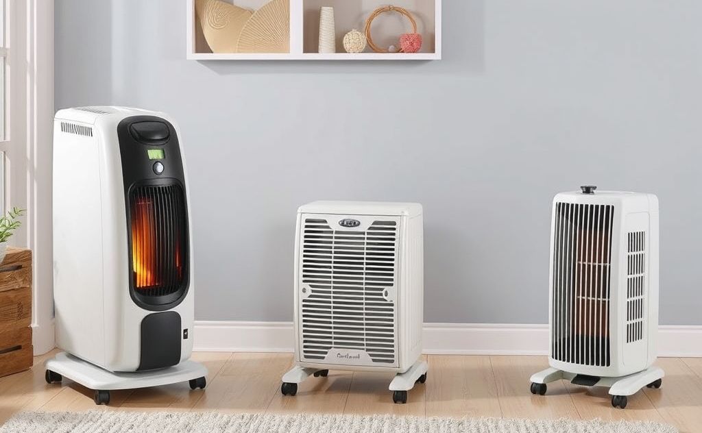 Oil space heaters in various designs and styles