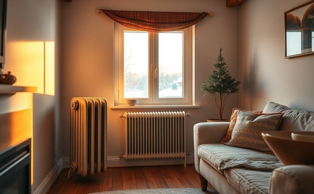 Oil-filled radiator providing warmth in winter