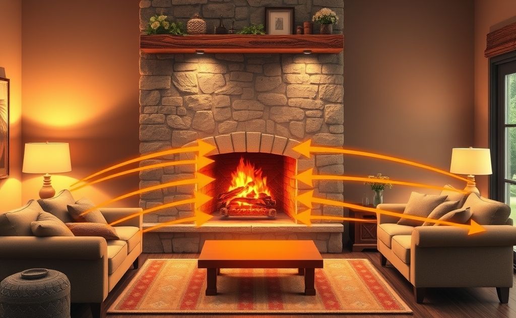 Optimal heat distribution for wood burning fireplace