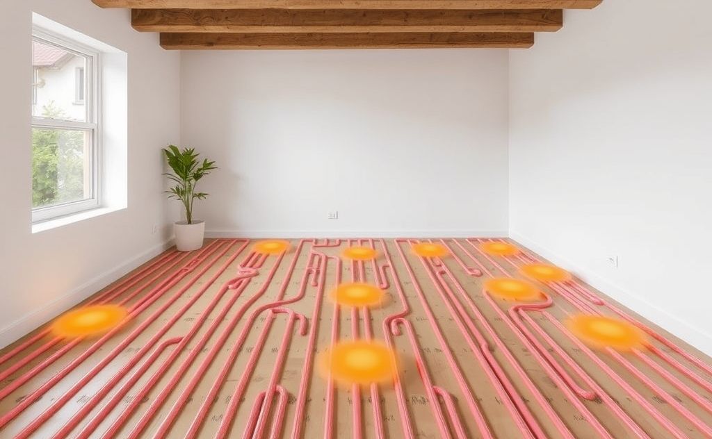 Optimal spots for hydronic heating under floors