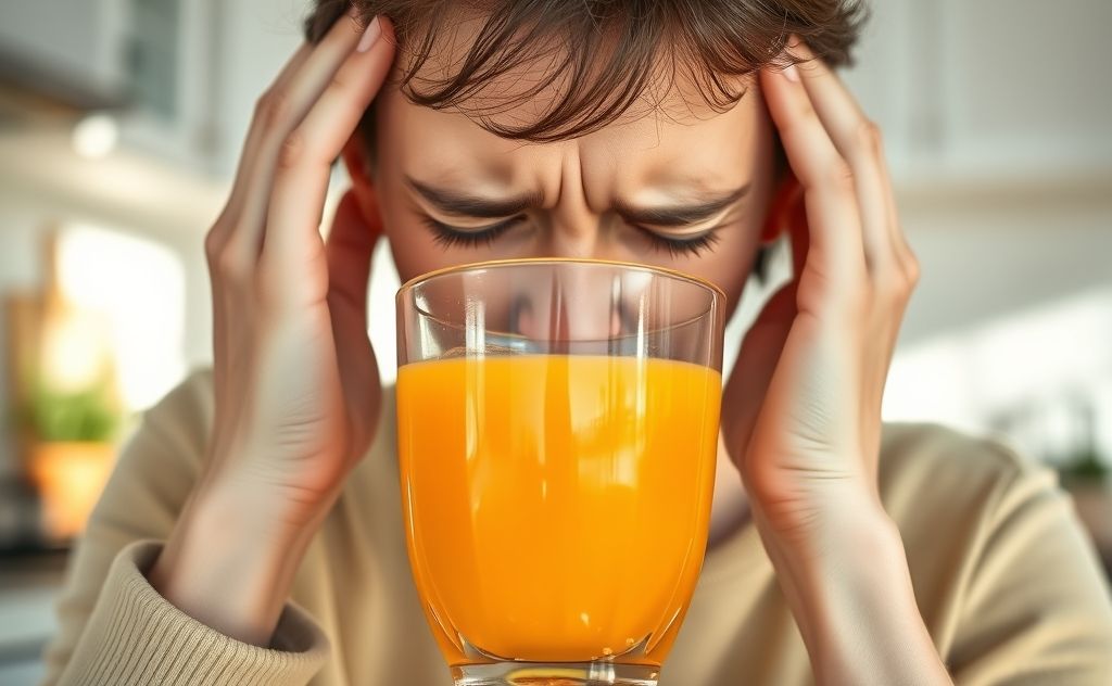 Orange juice causing headache discomfort