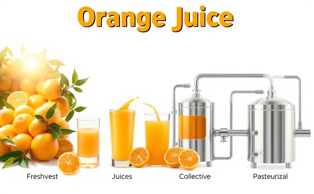 Orange juice in evolution and pasteurization process