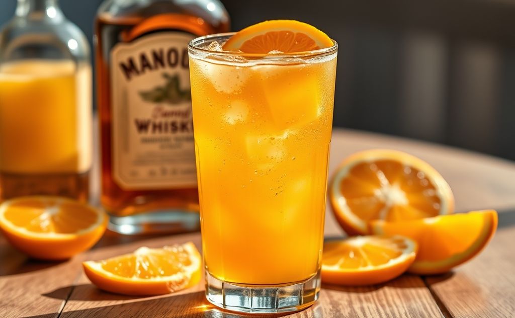 Orange juice paired with whiskey for a refreshing mix