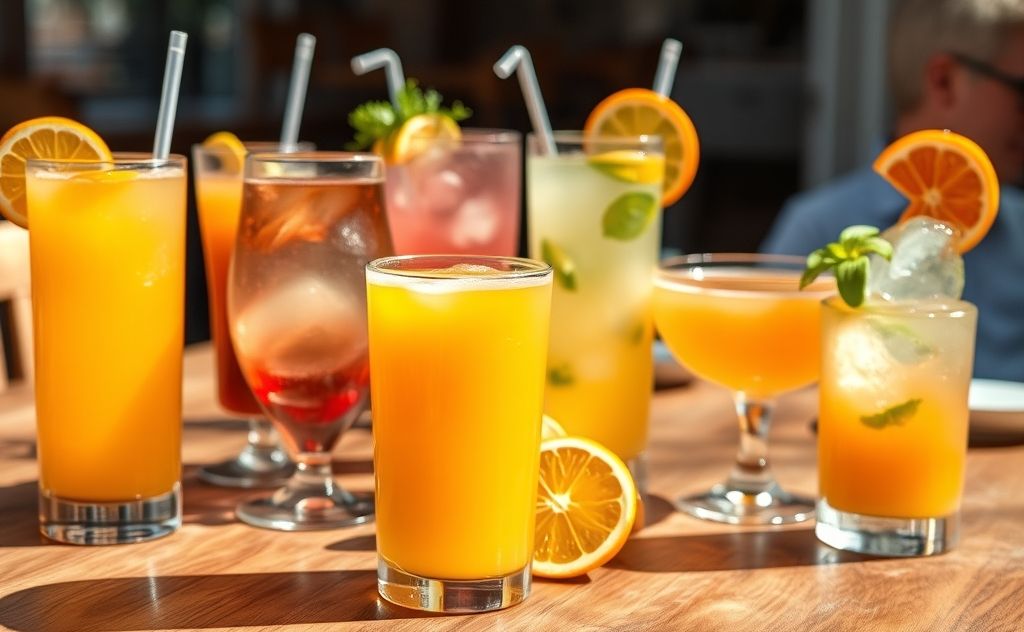 Orange juice pairs well with drinks, sweet and tangy.