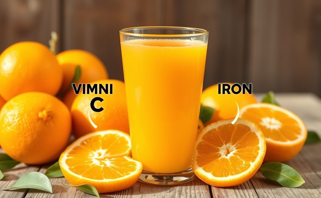 Orange juice rich in vitamin C and iron benefits