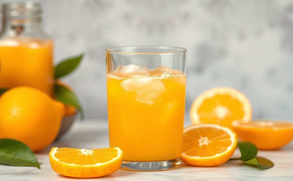 Orange juice with a focus on freshness and sweetness
